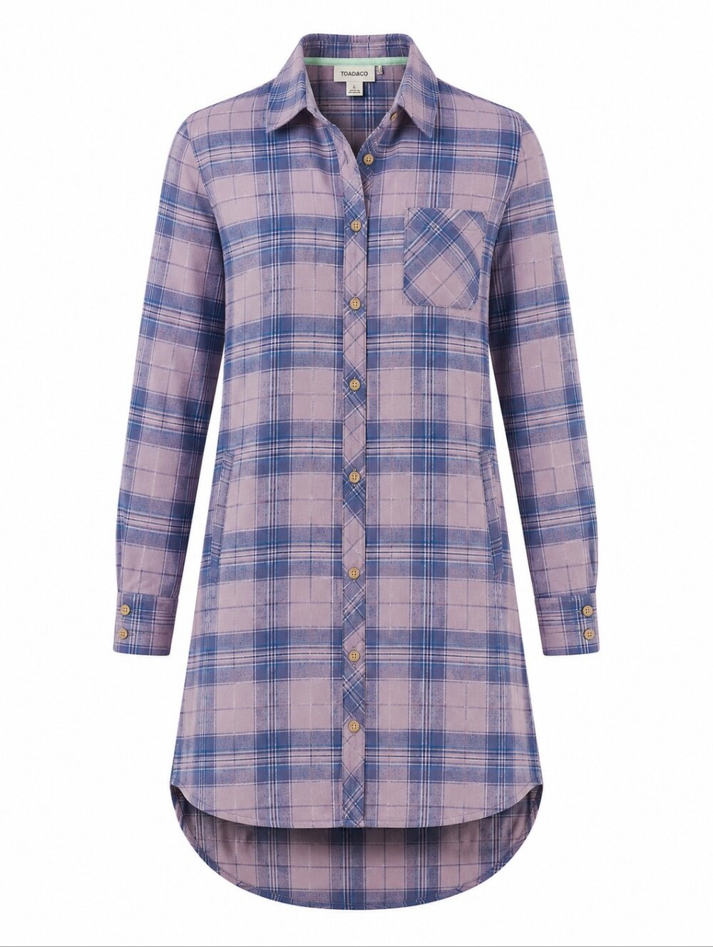 TOAD&CO | Plaid Organic Cotton Flannel High Low Long Sleeve Shirt Dress | L